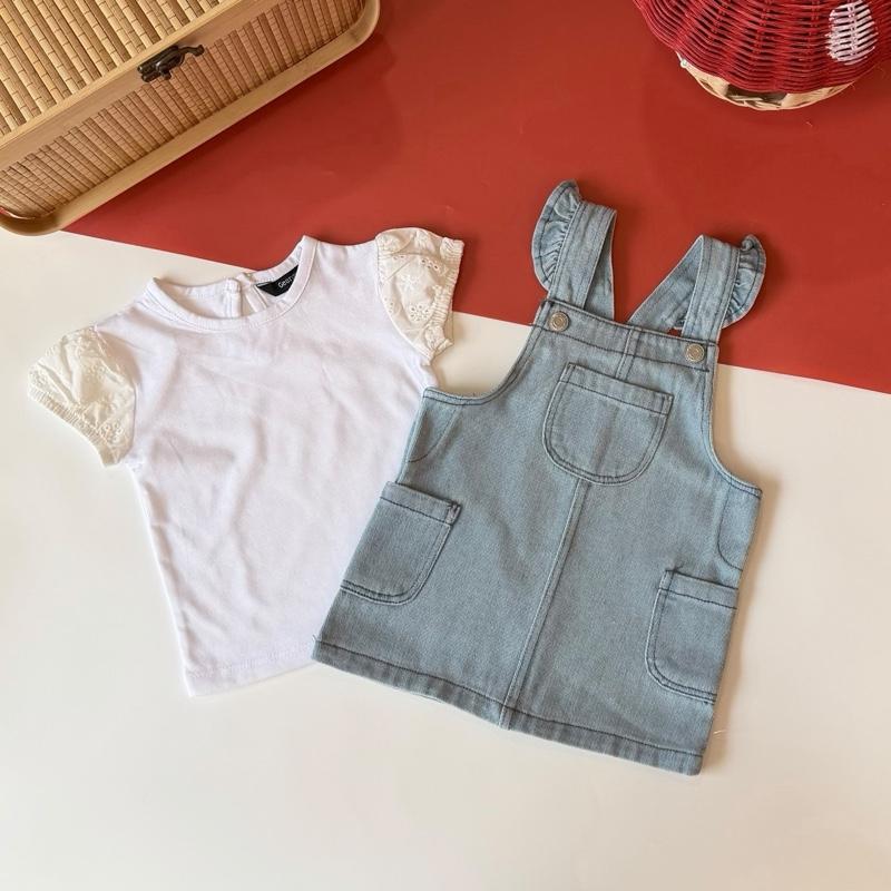 Baby girl dungaree, White Lace design