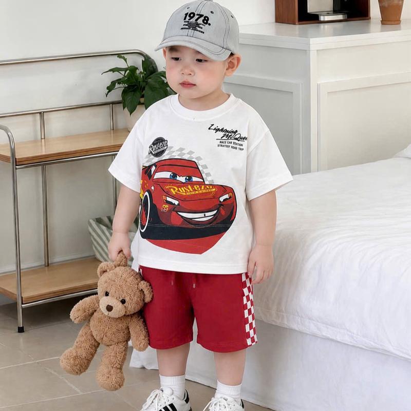 Kids car design cotton playset, baju jalan budak
