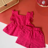 Baby girl plaid sleeveless pants set, Tiny Dreamers Malaysia