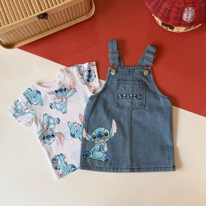 Baby girl dungaree, Stitch design