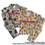 Kids 100% Cotton Button Pyjamas Set (2Y–12Y) | Baju Tidur Budak