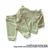 Baby girl long sleeve sweatshirt set, Green Ruffle design