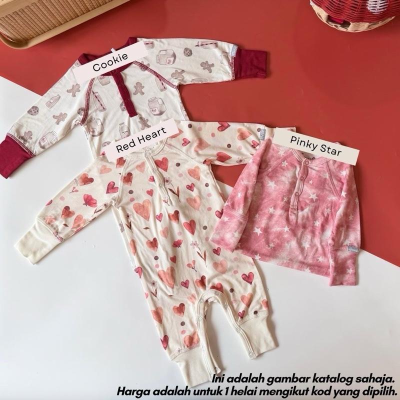 Tencel newborn baby jumpsuit 1M, Red Heart design