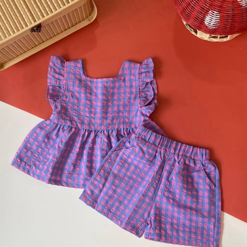 Baby girl plaid sleeveless pants set, Tiny Dreamers Malaysia