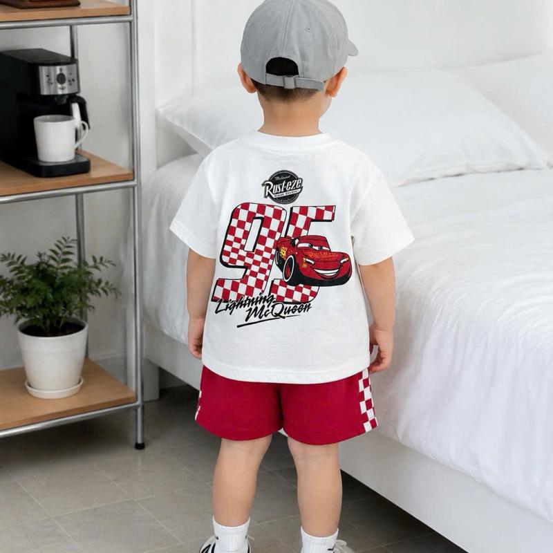 Kids car design cotton playset, baju jalan budak