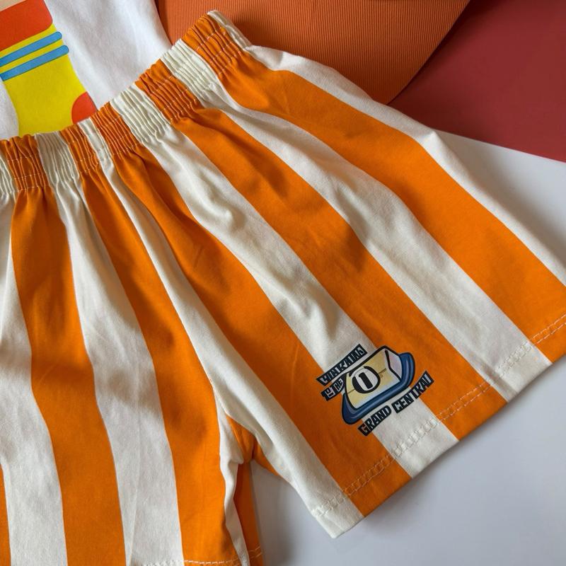 Kids Cotton Stripe Casual Shirt, Orange (1Y–7Y) | Baju Jalan Budak