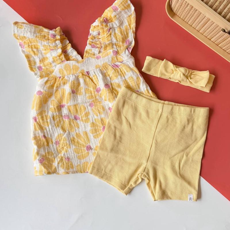 Melissa cotton two-piece baby girl set with headband