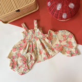 Baby girl sleeveless 3-in-1 cotton floral dress set, dress baby perempuan