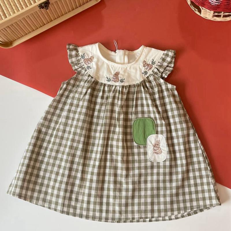 Baby girl rabbit plaid dress, dress budak perempuan
