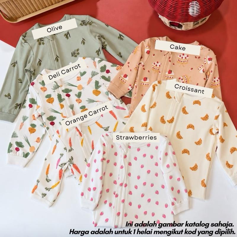 Tencel baby sleepsuit 9M, Orange Carrot design