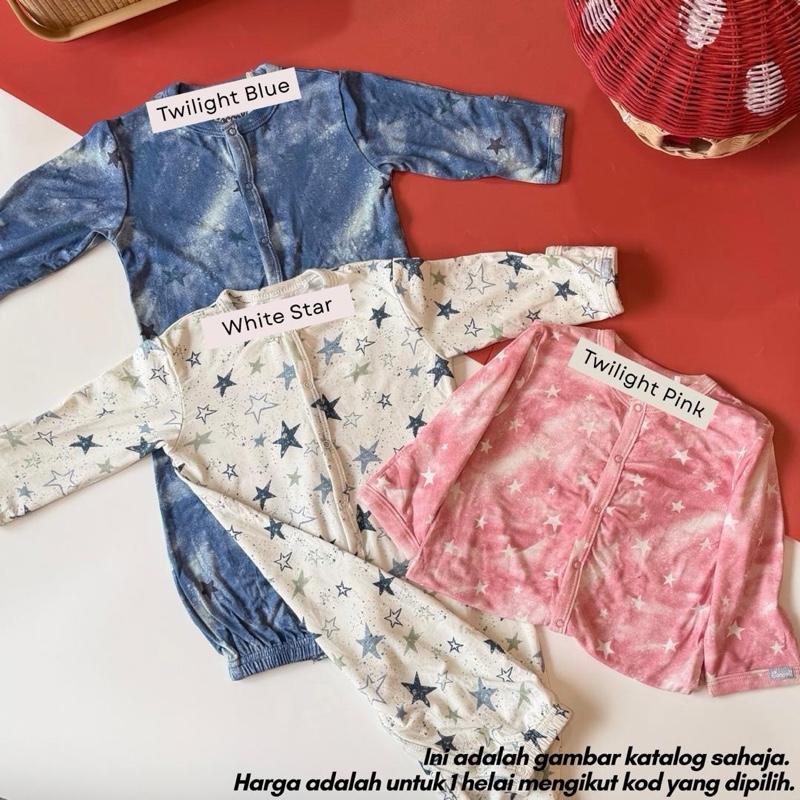 Tencel baby jumpsuit full button 3–6M, Twilight Pink design
