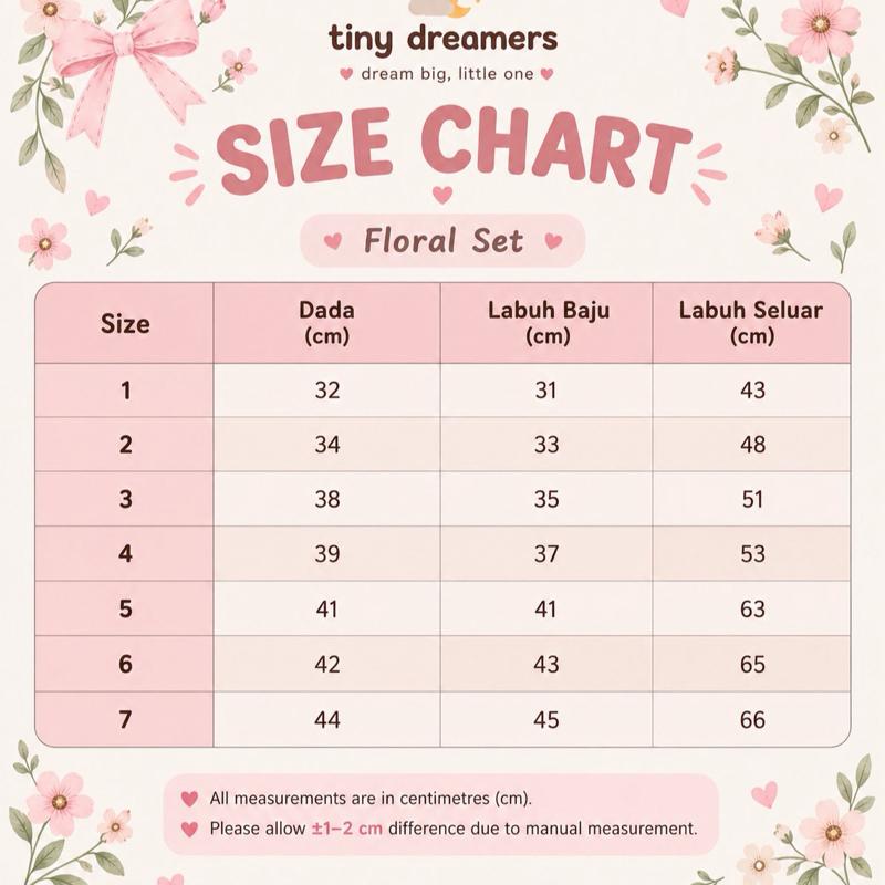Kids floral set baju jalan budak, Tiny Dreamers Malaysia