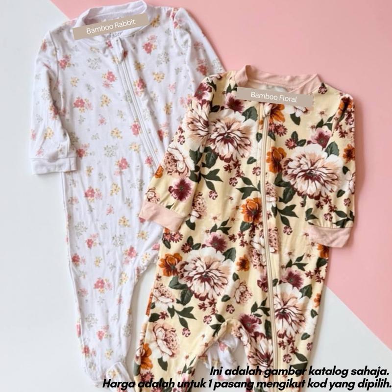 Bamboo baby sleepsuit with double zipper, Tiny Dreamers Malaysia