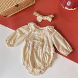 Baby girl cotton romper with headband, romper baby perempuan