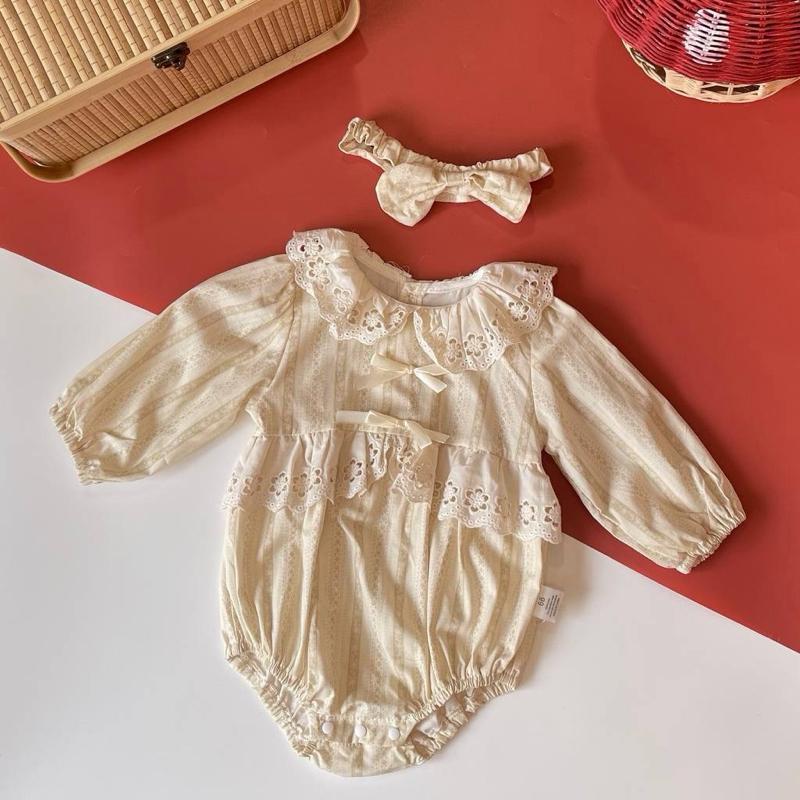 Baby girl cotton romper with headband, romper baby perempuan