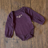 Long sleeve baby romper, Eyelet Purple design