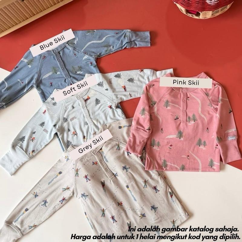 Tencel baby jumpsuit 3M, Blue Skii design