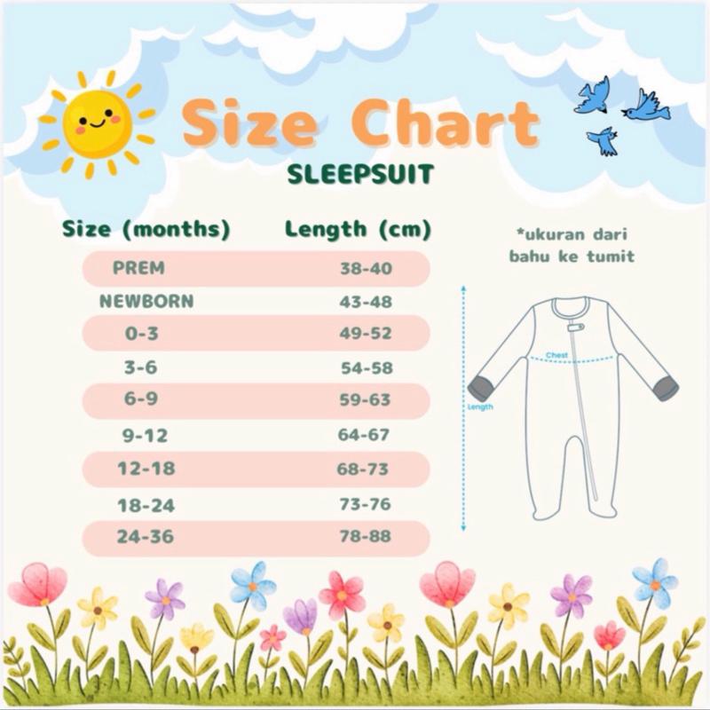 Bamboo baby sleepsuit with double zipper, Tiny Dreamers Malaysia