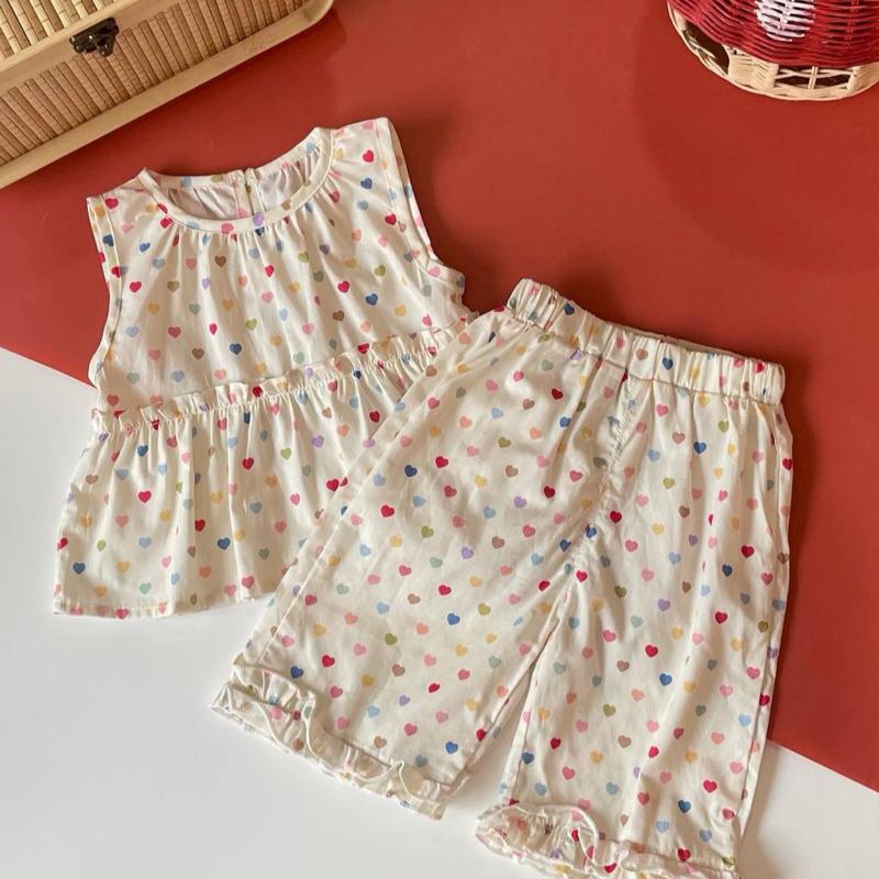 Baby girl love sleeveless cotton pants set, baju set budak perempuan