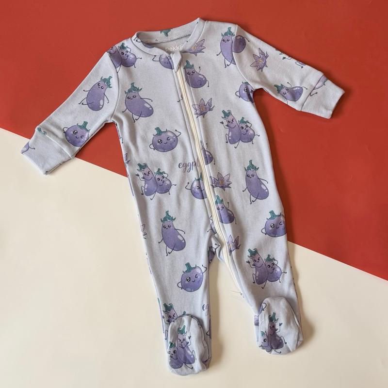 Pekkle cotton baby sleepsuit with socks, baju tidur baby