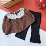 Kids floral set baju jalan budak, Brown Set