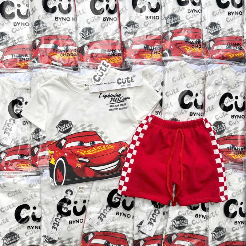 Kids car design cotton playset, baju jalan budak