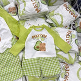Kids matcha long sleeve cotton outfit