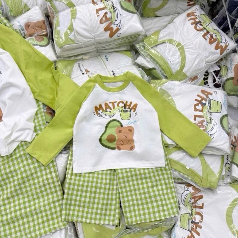 Kids matcha long sleeve cotton outfit