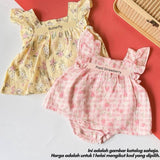 Poppy cotton baby romper, Plaid Strawberry design
