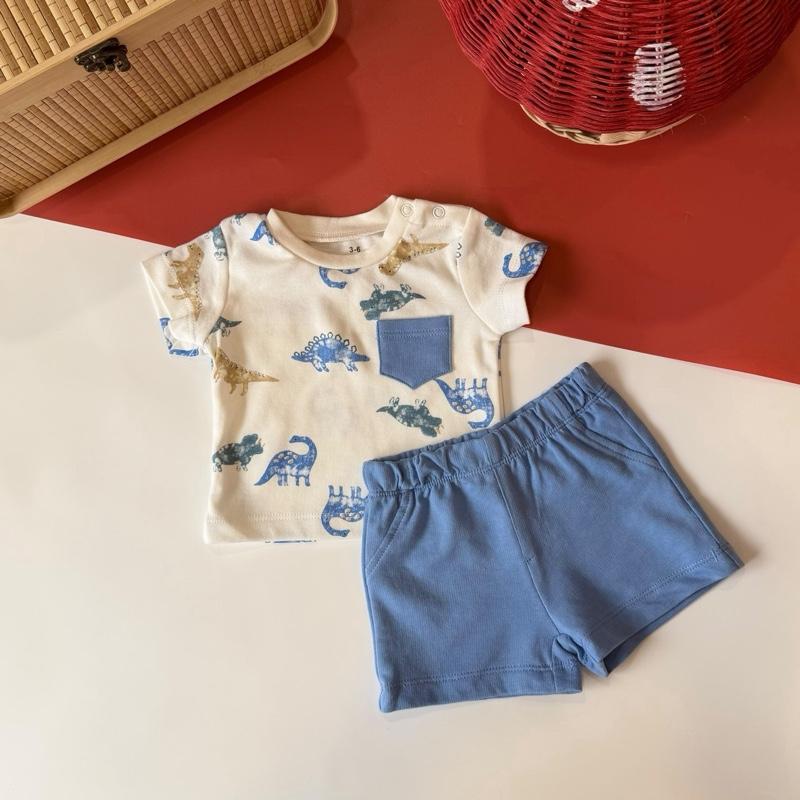 Baby boy cotton casual set, Rhino Blue design