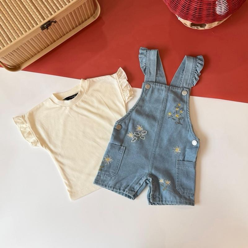 Baby girl dungaree, Cream Floral design