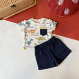 Baby boy cotton casual set, Rhino White design