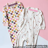 Bamboo baby sleepsuit with double zipper, Colorful Plaid design