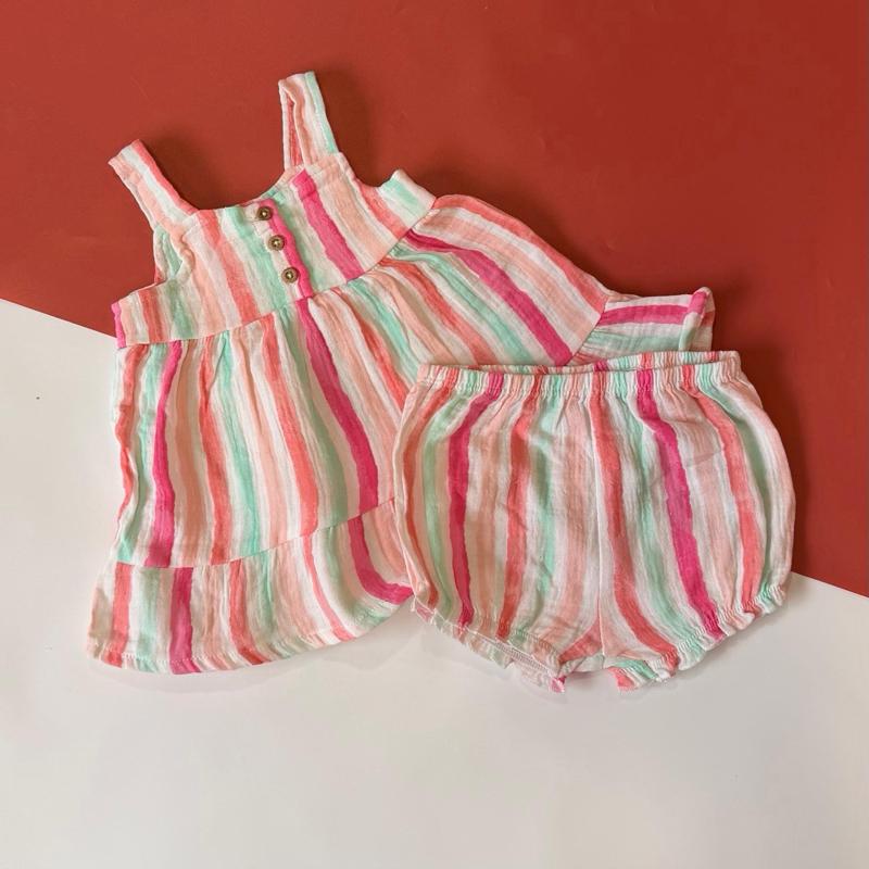 Baby girl sleeveless ruffle dress set, dress baby perempuan
