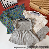 Amelie ruffle set for toddler girls, Pleated Grey Star design
