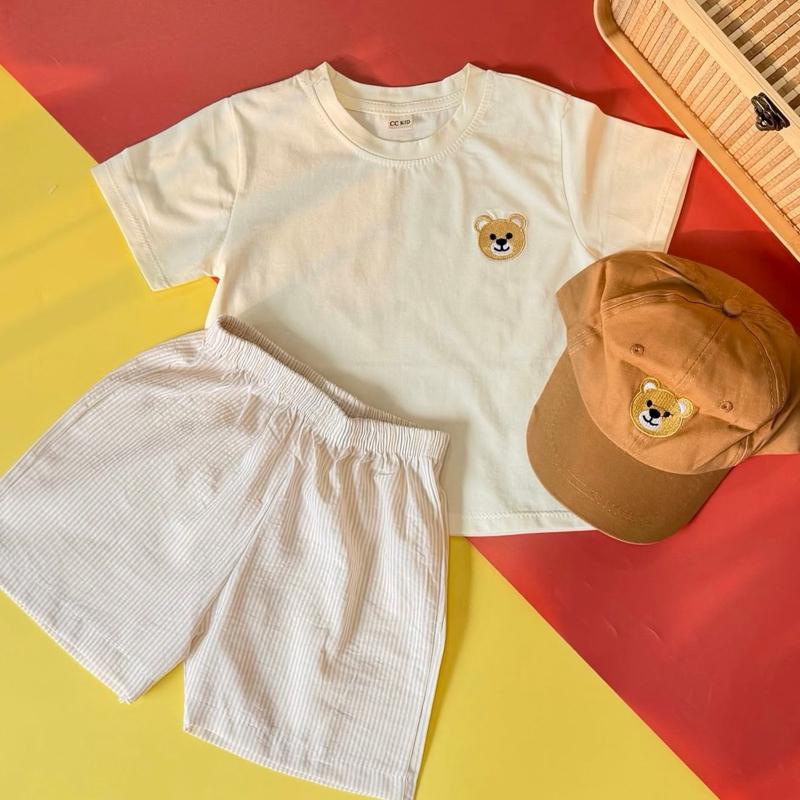 [1Y-7Y] Kids Playset Bear Baju Jalan Cotton With Cap