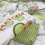 Kids matcha long sleeve cotton outfit