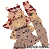 Mini Doll cotton baby set, Pleated Brown Kitty design