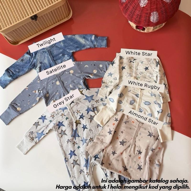 Tencel baby jumpsuit 12M, Almond Star design