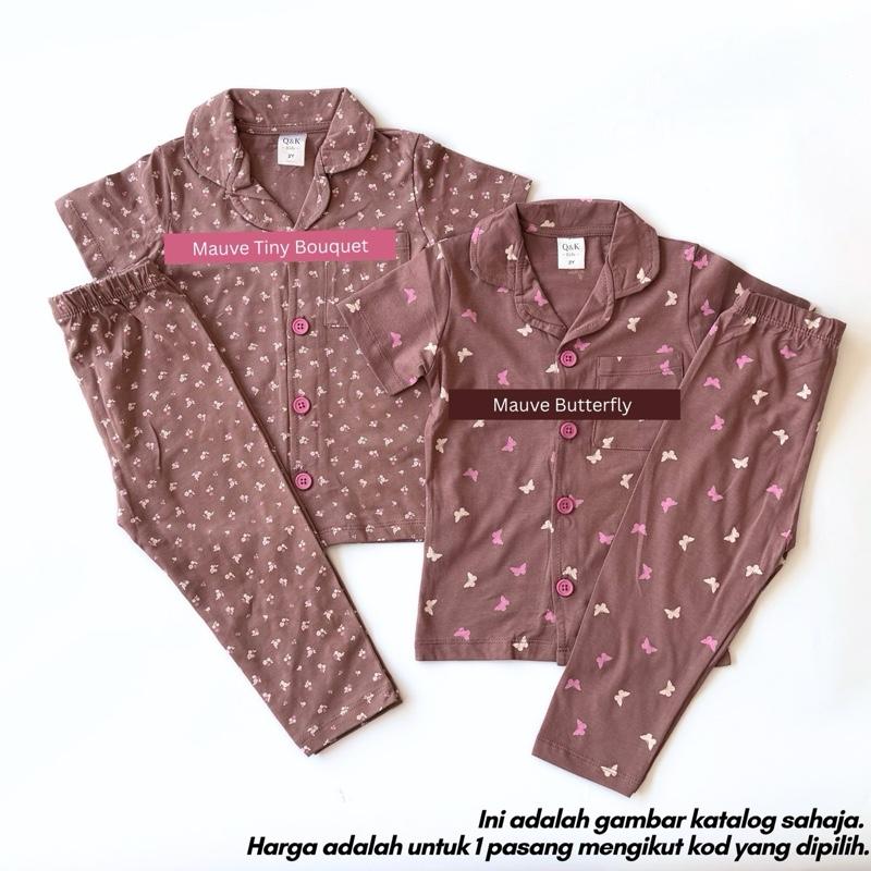 Kids 100% Cotton Button Pyjamas Set (2Y–12Y) | Baju Tidur Budak