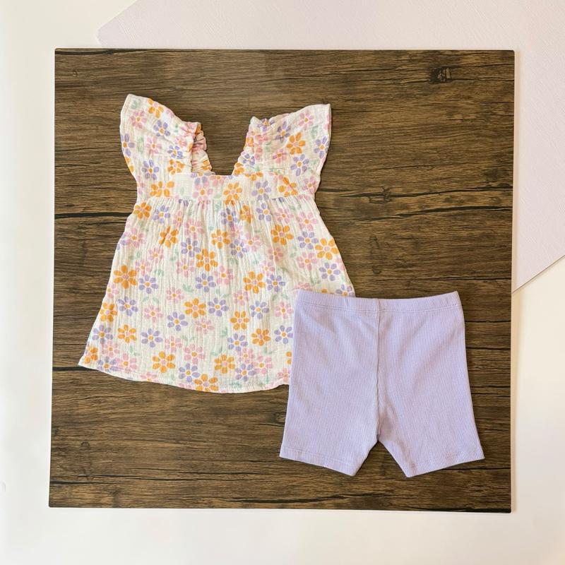 Baby girl sleeveless cotton set 6-12M, Tiny Dreamers Malaysia
