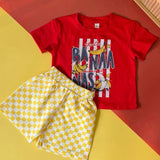 [1Y-7Y] Kids Playset Baju Jalan Cotton Banana Checkered Yellow